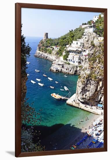 Beach in a Cove, Praiano, Amalfi Coast, Italy-George Oze-Framed Photographic Print