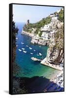 Beach in a Cove, Praiano, Amalfi Coast, Italy-George Oze-Framed Stretched Canvas