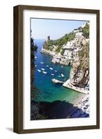 Beach in a Cove, Praiano, Amalfi Coast, Italy-George Oze-Framed Premium Photographic Print