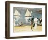 Beach in La Concha Bay in San Sebastián-Joaquín Sorolla y Bastida-Framed Art Print