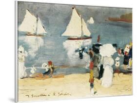 Beach in La Concha Bay in San Sebastián-Joaquín Sorolla y Bastida-Framed Art Print