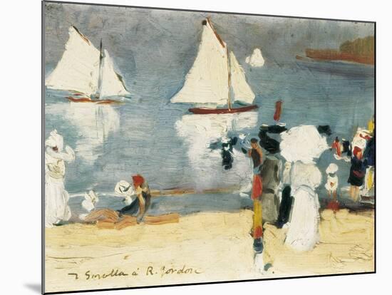 Beach in La Concha Bay in San Sebastián-Joaquín Sorolla y Bastida-Mounted Art Print