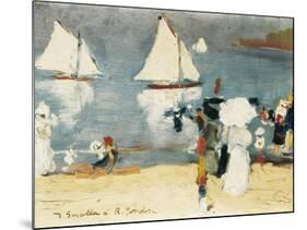 Beach in La Concha Bay in San Sebastián-Joaquín Sorolla y Bastida-Mounted Art Print