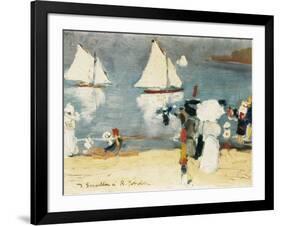 Beach in La Concha Bay in San Sebastián-Joaquín Sorolla y Bastida-Framed Art Print