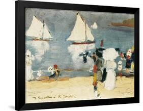 Beach in La Concha Bay in San Sebastián-Joaquín Sorolla y Bastida-Framed Art Print