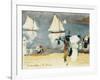 Beach in La Concha Bay in San Sebastian-Joaquín Sorolla y Bastida-Framed Art Print