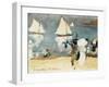 Beach in La Concha Bay in San Sebastian-Joaquín Sorolla y Bastida-Framed Art Print