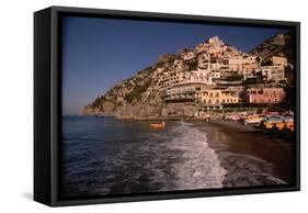 Beach in Positano, Italy-Vittoriano Rastelli-Framed Stretched Canvas