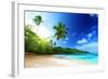 Beach in Sunset Time on Mahe Island in Seychelles-Iakov Kalinin-Framed Photographic Print