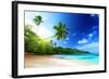 Beach in Sunset Time on Mahe Island in Seychelles-Iakov Kalinin-Framed Photographic Print