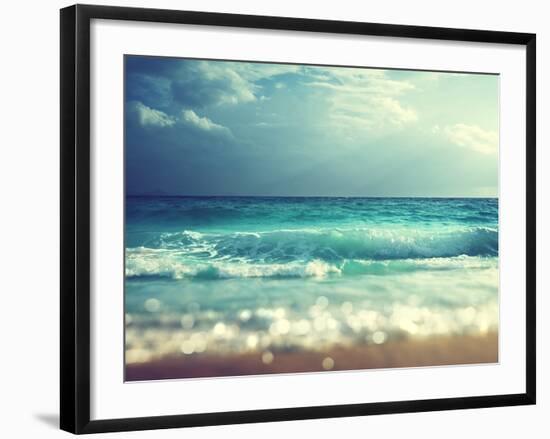 Beach in Sunset Time, Tilt Shift Soft Effect-Iakov Kalinin-Framed Photographic Print