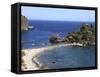 Beach, Isola Bella, Taormina, Sicily, Italy, Mediterranean, Europe-Vincenzo Lombardo-Framed Stretched Canvas