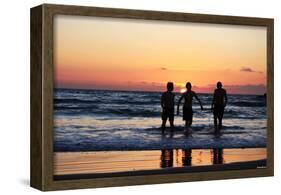 Beach (Kids Playing in Sunset) Art Poster Print-null-Framed Poster