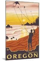 Beach & Kites, Bandon, Oregon-Lantern Press-Mounted Art Print