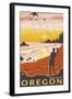 Beach & Kites, Bandon, Oregon-Lantern Press-Framed Art Print
