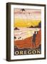Beach & Kites, Brookings, Oregon-Lantern Press-Framed Premium Giclee Print