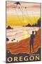 Beach & Kites, Depoe Bay, Oregon-Lantern Press-Mounted Art Print