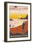 Beach & Kites, Moclips, Washington-Lantern Press-Framed Art Print