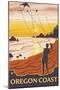 Beach & Kites, Oregon Coast-Lantern Press-Mounted Art Print