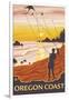 Beach & Kites, Oregon Coast-Lantern Press-Framed Art Print