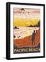 Beach & Kites, Pacific Beach, Washington-Lantern Press-Framed Art Print