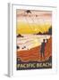 Beach & Kites, Pacific Beach, Washington-Lantern Press-Framed Art Print