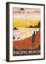 Beach & Kites, Pacific Beach, Washington-Lantern Press-Framed Art Print