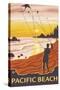 Beach & Kites, Pacific Beach, Washington-Lantern Press-Stretched Canvas