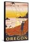 Beach & Kites, Reedsport, Oregon-Lantern Press-Framed Stretched Canvas