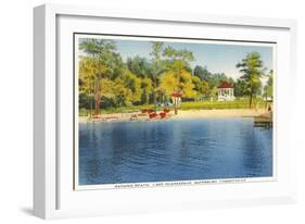 Beach, Lake Quassapaug, Waterbury, Connecticut-null-Framed Art Print