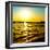 Beach Landscape, Mediterranean Sunset, Corsica, France, Europe-Philippe Hugonnard-Framed Photographic Print