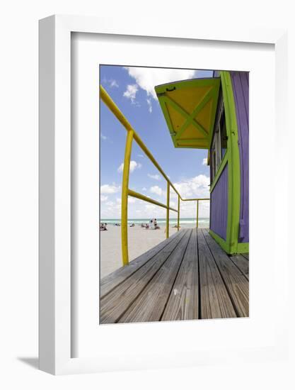 Beach Lifeguard Tower '12 St', in Art Deco Style, Miami South Beach-Axel Schmies-Framed Photographic Print