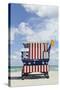 Beach Lifeguard Tower '13 St', with Paint in Style of the Us Flag, Miami South Beach-Axel Schmies-Stretched Canvas