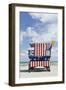 Beach Lifeguard Tower '13 St', with Paint in Style of the Us Flag, Miami South Beach-Axel Schmies-Framed Photographic Print