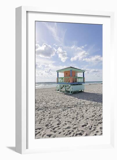 Beach Lifeguard Tower '14 St', Typical Art Deco Design, Miami South Beach-Axel Schmies-Framed Photographic Print