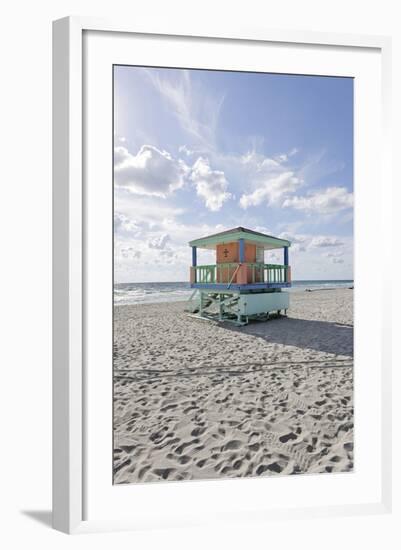 Beach Lifeguard Tower '14 St', Typical Art Deco Design, Miami South Beach-Axel Schmies-Framed Photographic Print