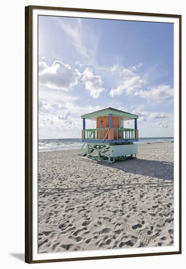 Beach Lifeguard Tower '14 St', Typical Art Deco Design, Miami South Beach-Axel Schmies-Framed Premium Photographic Print