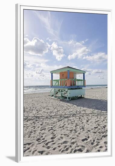 Beach Lifeguard Tower '14 St', Typical Art Deco Design, Miami South Beach-Axel Schmies-Framed Premium Photographic Print