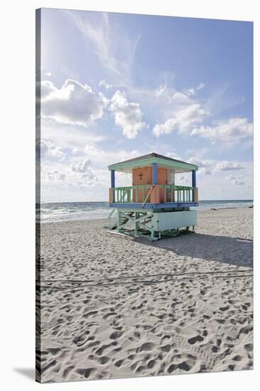 Beach Lifeguard Tower '14 St', Typical Art Deco Design, Miami South Beach-Axel Schmies-Stretched Canvas