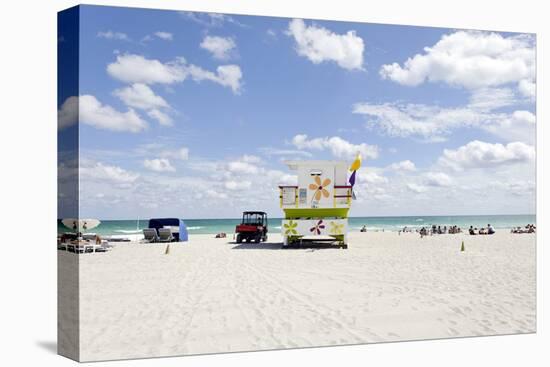 Beach Lifeguard Tower '16 St', Atlantic Ocean, Miami South Beach, Florida, Usa-Axel Schmies-Stretched Canvas