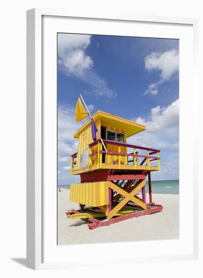 Beach Lifeguard Tower '3 Sts', Atlantic Ocean, Miami South Beach, Art Deco District, Florida, Usa-Axel Schmies-Framed Photographic Print