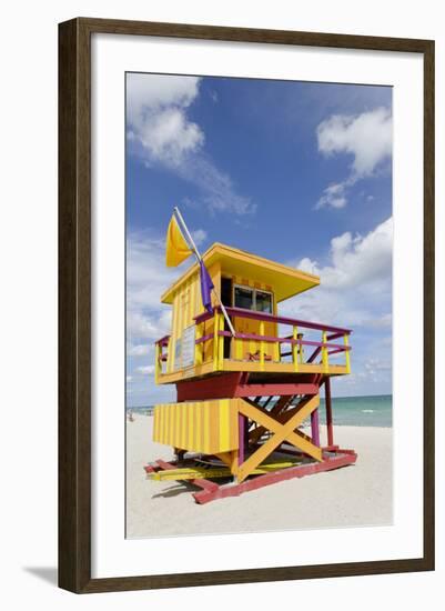 Beach Lifeguard Tower '3 Sts', Atlantic Ocean, Miami South Beach, Art Deco District, Florida, Usa-Axel Schmies-Framed Photographic Print