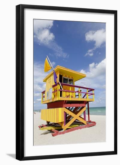 Beach Lifeguard Tower '3 Sts', Atlantic Ocean, Miami South Beach, Art Deco District, Florida, Usa-Axel Schmies-Framed Photographic Print