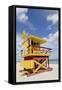 Beach Lifeguard Tower '3 Sts', Atlantic Ocean, Miami South Beach, Art Deco District, Florida, Usa-Axel Schmies-Framed Stretched Canvas