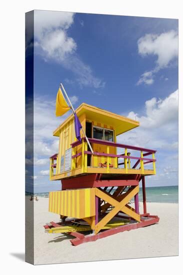 Beach Lifeguard Tower '3 Sts', Atlantic Ocean, Miami South Beach, Art Deco District, Florida, Usa-Axel Schmies-Stretched Canvas