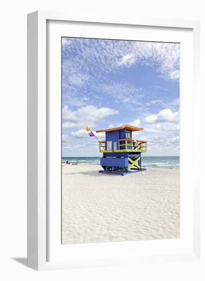 Beach Lifeguard Tower '35 St', Atlantic Ocean, Miami South Beach, Florida, Usa-Axel Schmies-Framed Photographic Print