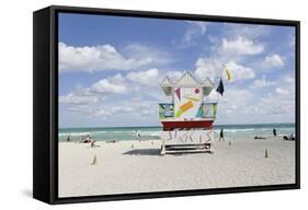 Beach Lifeguard Tower '6 St', Typical Art Deco Design, Miami South Beach-Axel Schmies-Framed Stretched Canvas