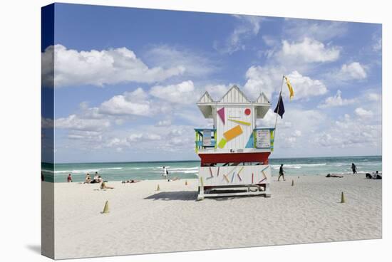 Beach Lifeguard Tower '6 St', Typical Art Deco Design, Miami South Beach-Axel Schmies-Stretched Canvas
