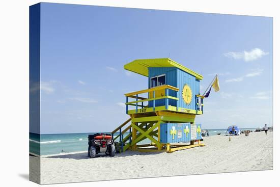 Beach Lifeguard Tower '74 St', Atlantic Ocean, Miami South Beach, Florida, Usa-Axel Schmies-Stretched Canvas