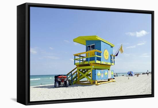 Beach Lifeguard Tower '74 St', Atlantic Ocean, Miami South Beach, Florida, Usa-Axel Schmies-Framed Stretched Canvas